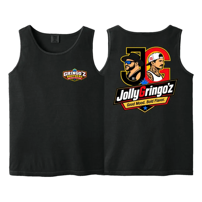 Gringo'z Brothers Tank, Black, angled logo